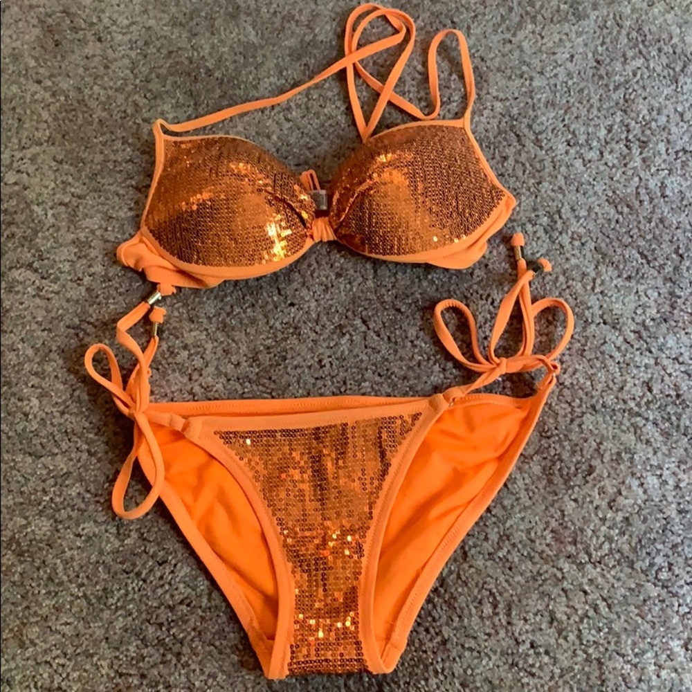 Pink Victoria secret sequenced bikini